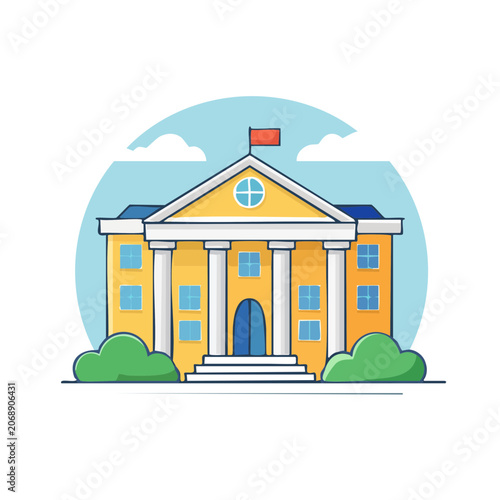 Flat illustration of a government building with columns
