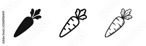 Schilderij op canvas Carrot Icons Set: Solid, Outline, and Sketch Styles