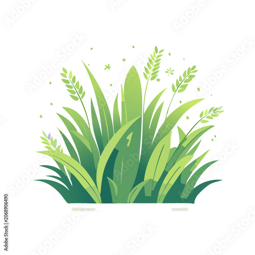 Flat illustration of green grass cluster