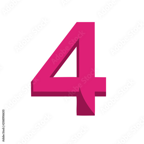 Magenta Number 4 Vector Icon