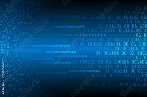 Fotografía Abstract blue binary code background with digital matrix data stream effect