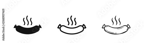 Fotografi Set of hot sausage icons in different art styles