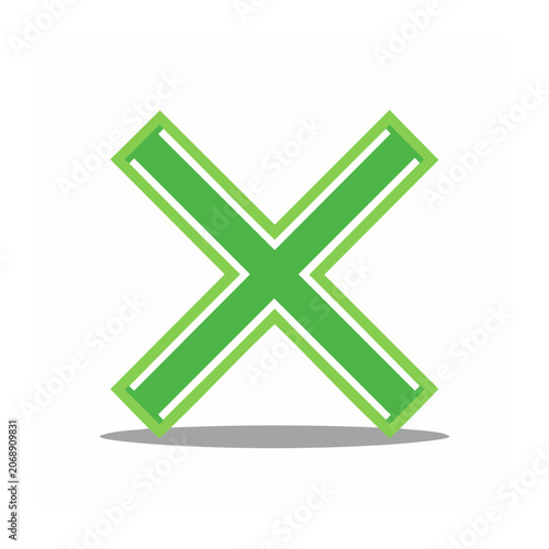 Green cross mark icon with shadow