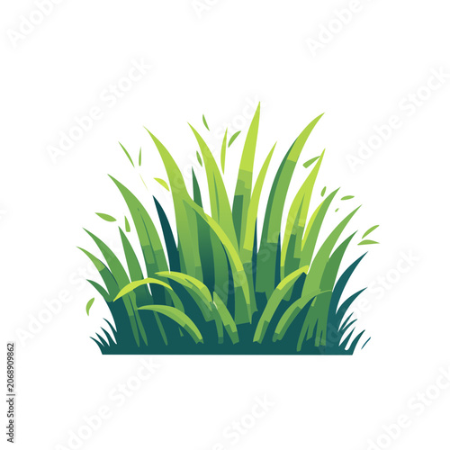 Green grass and bamboo leaves vector illustration