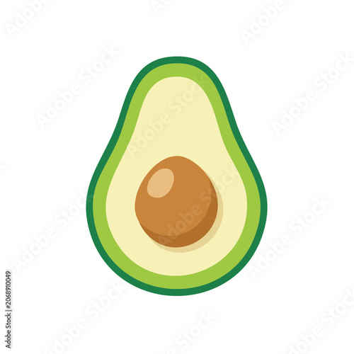 Avocado Half with Seed Flat Vector Illustration