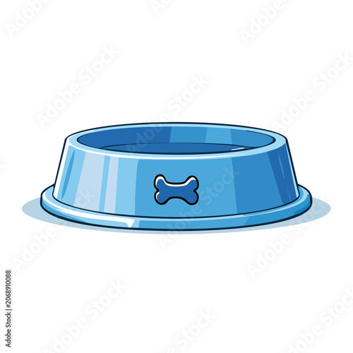 Blue Dog Bowl with Bone Icon Vector