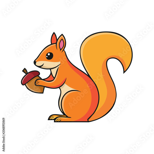 Cartoon squirrel holding an acorn
