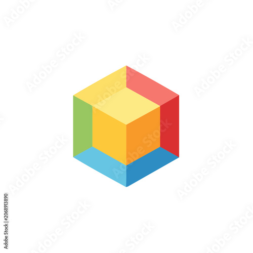 Colorful 3D Cube Vector Icon