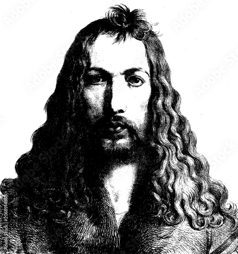 Albrecht drer selfportrait with furtrimmed robe, 1500 engraving