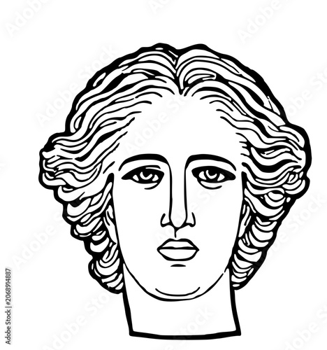 Classical greek style sculpture head illustration