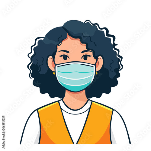 Woman with face mask flat vector illustration