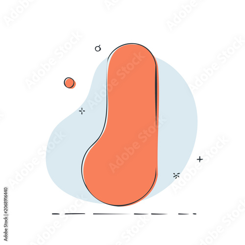 Flat illustration of a human kidney with blood cells