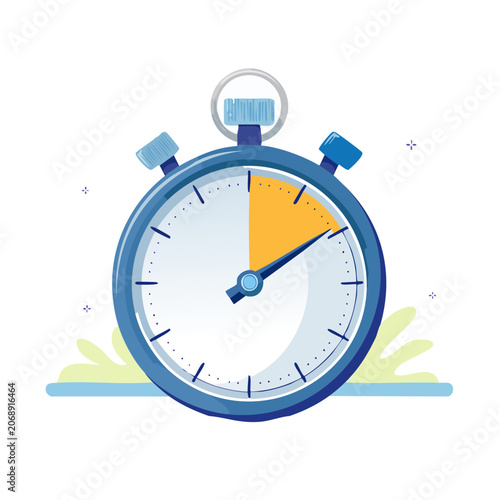 Flat illustration of a stopwatch with orange section