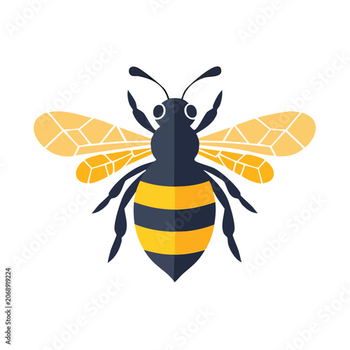 Flat vector illustration of a bee