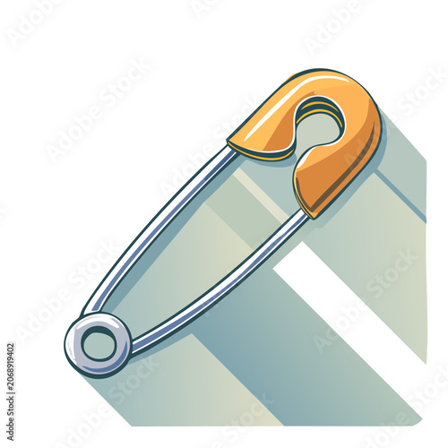 Orange and silver safety pin vector illustration