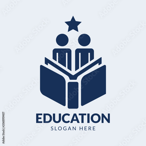 Creative Education Logo with Open Book, Students, and Star Icon