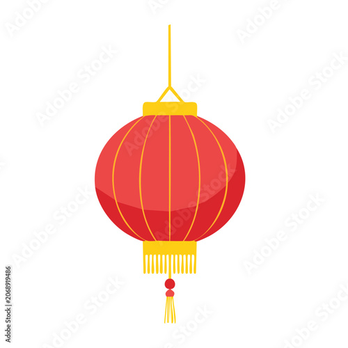 Red Paper Lantern with Gold Trim and Tassel