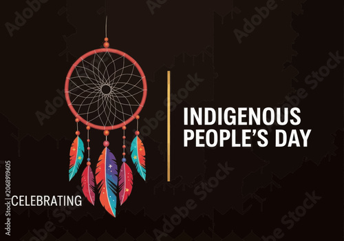 Indigenous peoples day graphic with dreamcatcher and map outline
