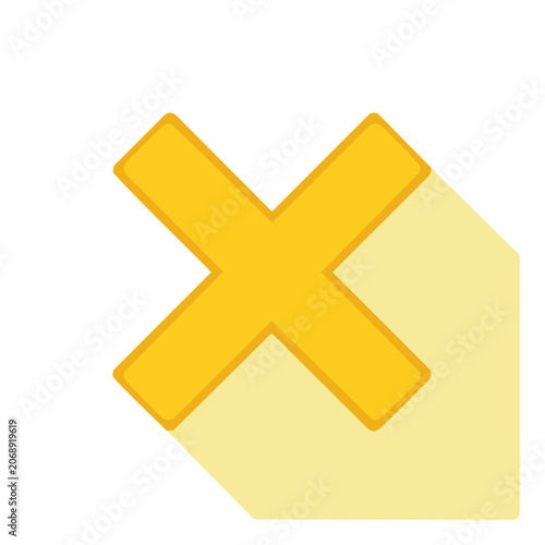Yellow Cross Symbol Vector Icon