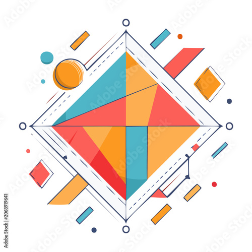 Abstract geometric shapes with colorful flat design