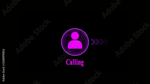 Outgoing phone call icon with expanding signal waves, smooth pulse effect, minimalist vector motion graphics, transparent background, seamless loop, isolated element, 4K.