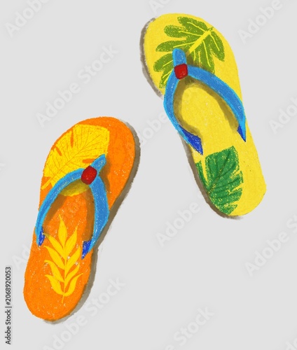 Fotografija flip flops tropical beachwear isolated with background