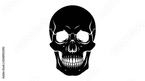 Φωτογραφία Grim Visage: A stark, black silhouette of a human skull, its empty sockets and bared teeth exuding an aura of mortality and mystery