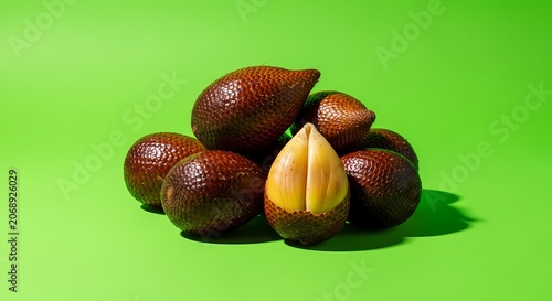 Salak Fruits Pile on Green Background