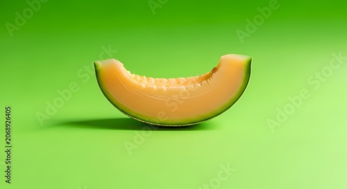 Fresh Cantaloupe Melon Slice on Green Background