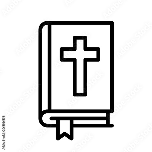 Holy bible with christian cross on cover, vector icon