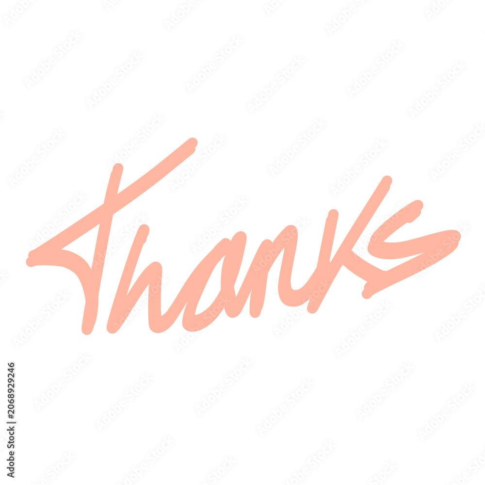 Fototapeta premium Hand Drawn Calligraphy Thanks Message in Orange Brush Stroke Style on Transparent Background