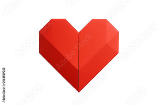 Geometric Red Heart Symbol Isolated on Transparent Background Representing Love, Romance, Passion, and Emotional Connection Concept