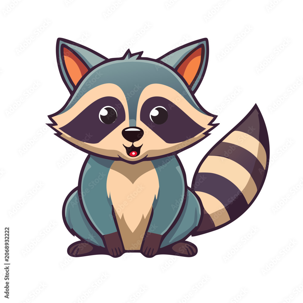 Fototapeta premium Cute Cartoon Raccoon Vector Illustration