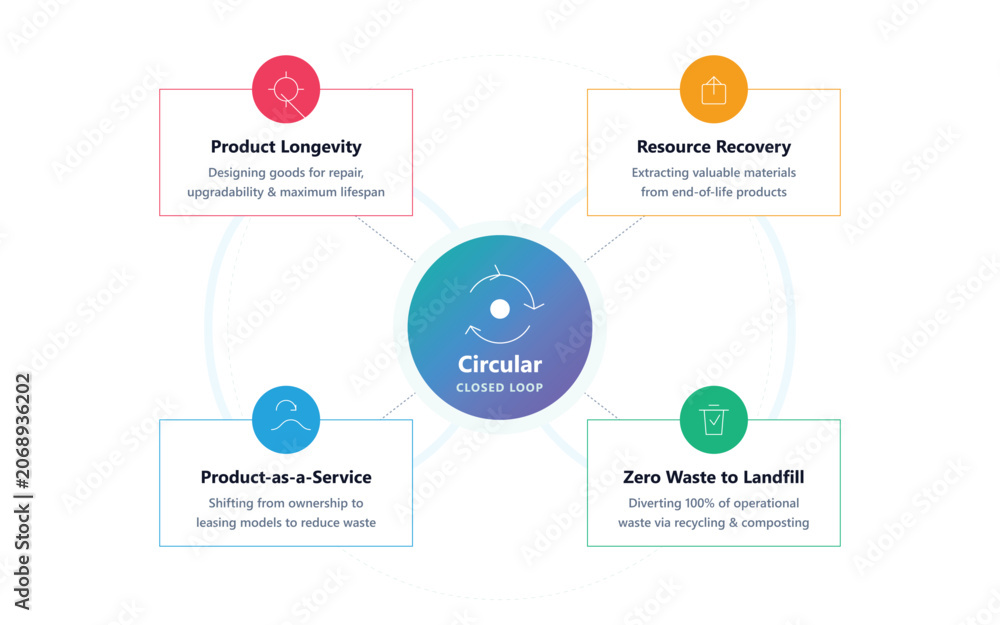 Fototapeta premium Circular economy concept diagram with four business strategies Vector