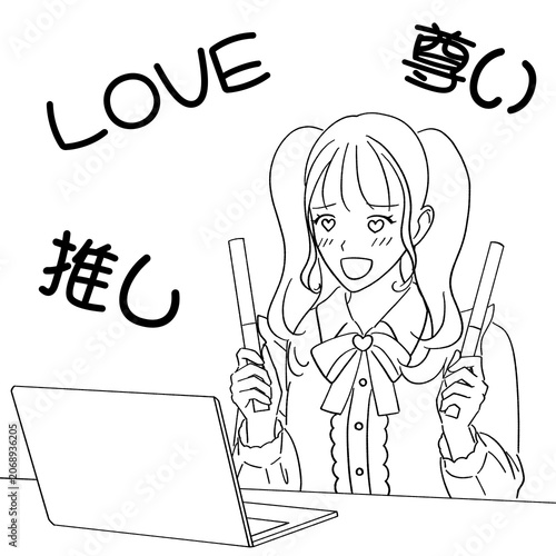 推し活をする若い女性