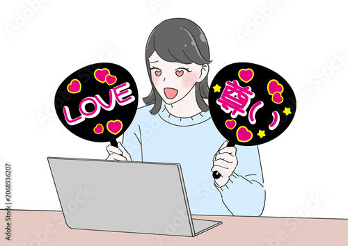 推し活をする若い女性