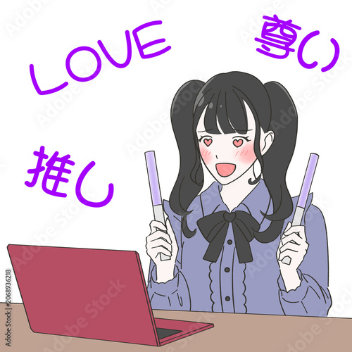 推し活をする若い女性
