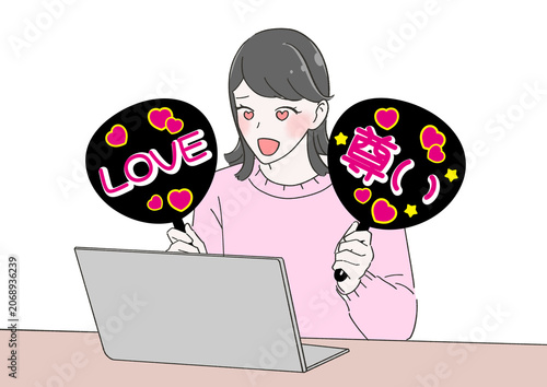 推し活をする若い女性