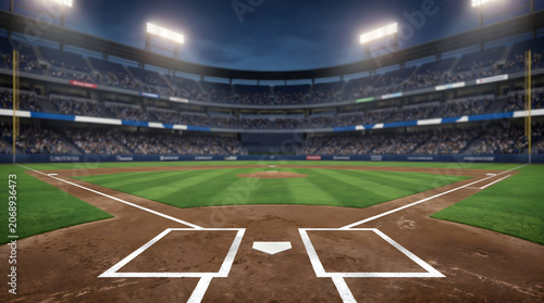 Baseball, Stadium. Baseball field, stadium, sport concept, digital illustration Generative AI