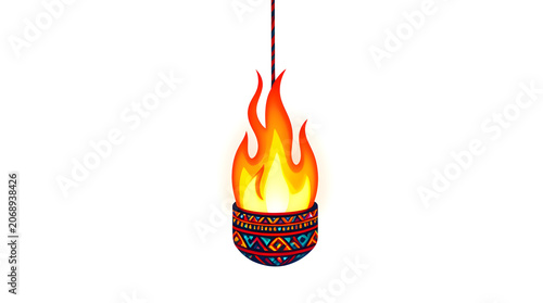 Traditional Diwali Flame Illustration
