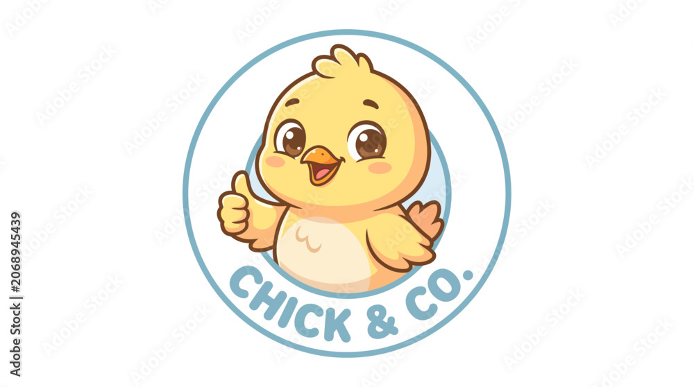 Fototapeta premium Cute Cartoon Chick Character Logo Design for Brand.