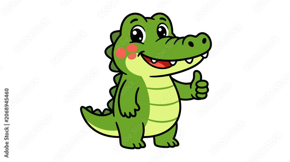 Fototapeta premium Cute Cartoon Crocodile Character with Friendly Expression.