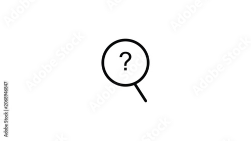 Search question mark icon, line art vector magnifying glass with question sign, help concept.