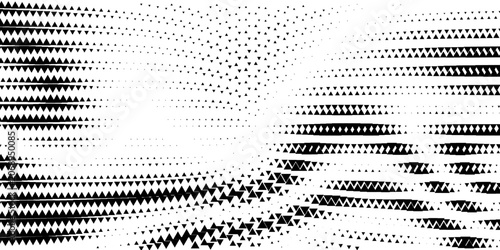 Abstract geometric black and white graphic design print halftone triangle pattern