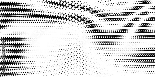 Abstract geometric black and white graphic design print halftone triangle pattern