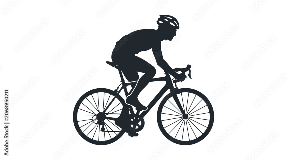 Naklejka premium Silhouette of a Cyclist on White Background - Vector Illustration