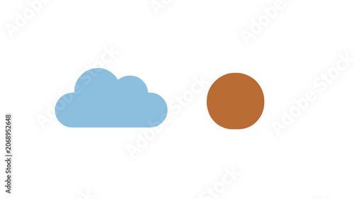 Φωτογραφία Simple weather symbols depicting a light blue cloud and an orange sun for meteor