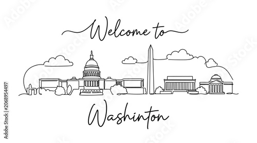 Washington DC Skyline: Welcome Cityscape Illustration
