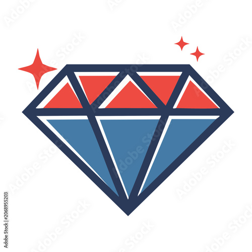 Flat design icon of a sparkling diamond