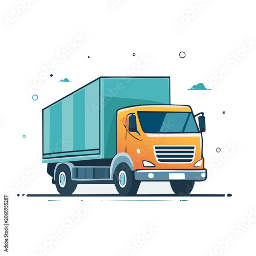 Flat illustration of a cargo truck with trailer
